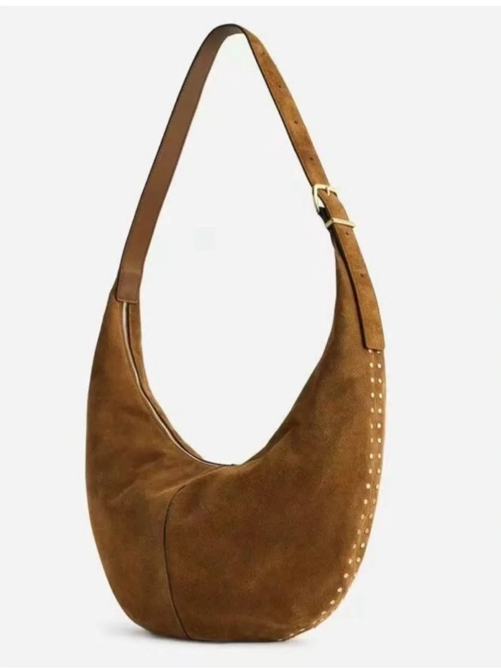 NWT Madewell The Essential Curve Shoulder Bag Studded Aged Cognac NEW WITH TAGS